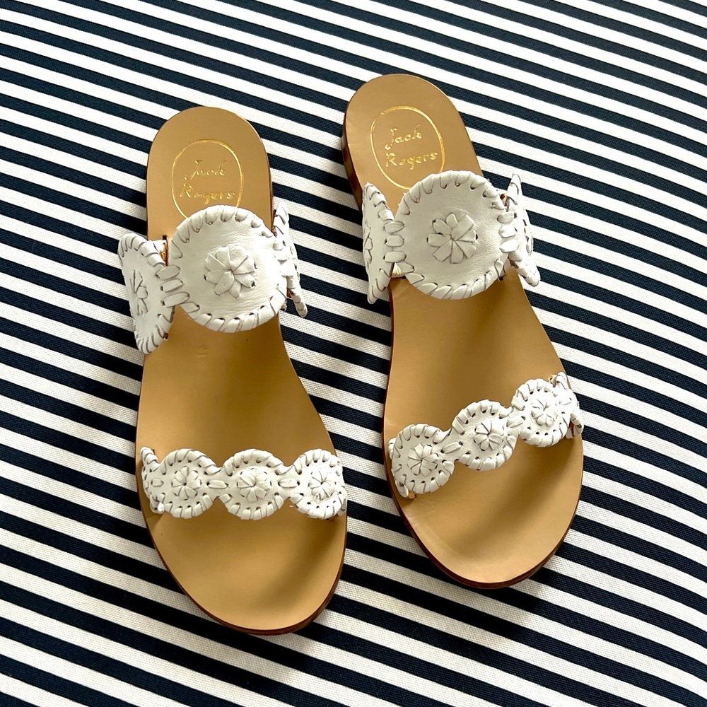Jack Rogers White and Tan Sandals